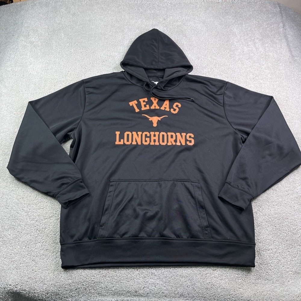 Texas Longhorns Hoodie Mens 2XL Black Performance Pullover Logo Sweatshirt